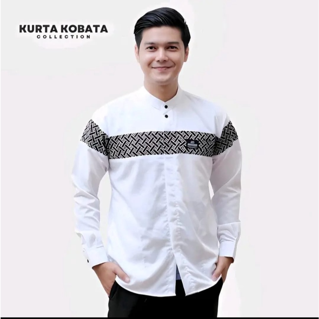 Baju Koko Pria I Kemeja Koko Kombinasi Batik Qinang