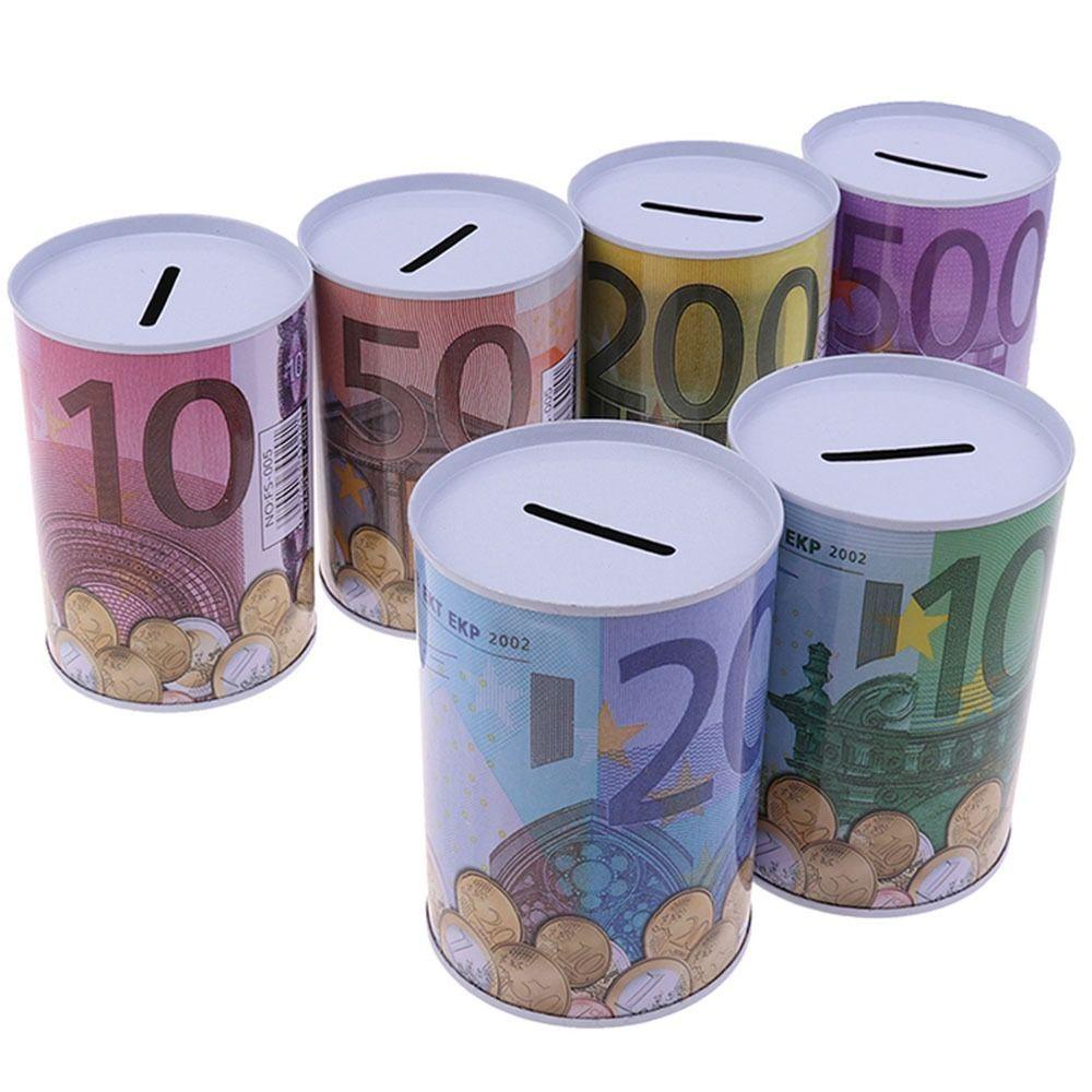 NEEDWAY Kotak Uang 1Pcs Tinplate Tahan Lama Koin Hias Euro Deposit Box