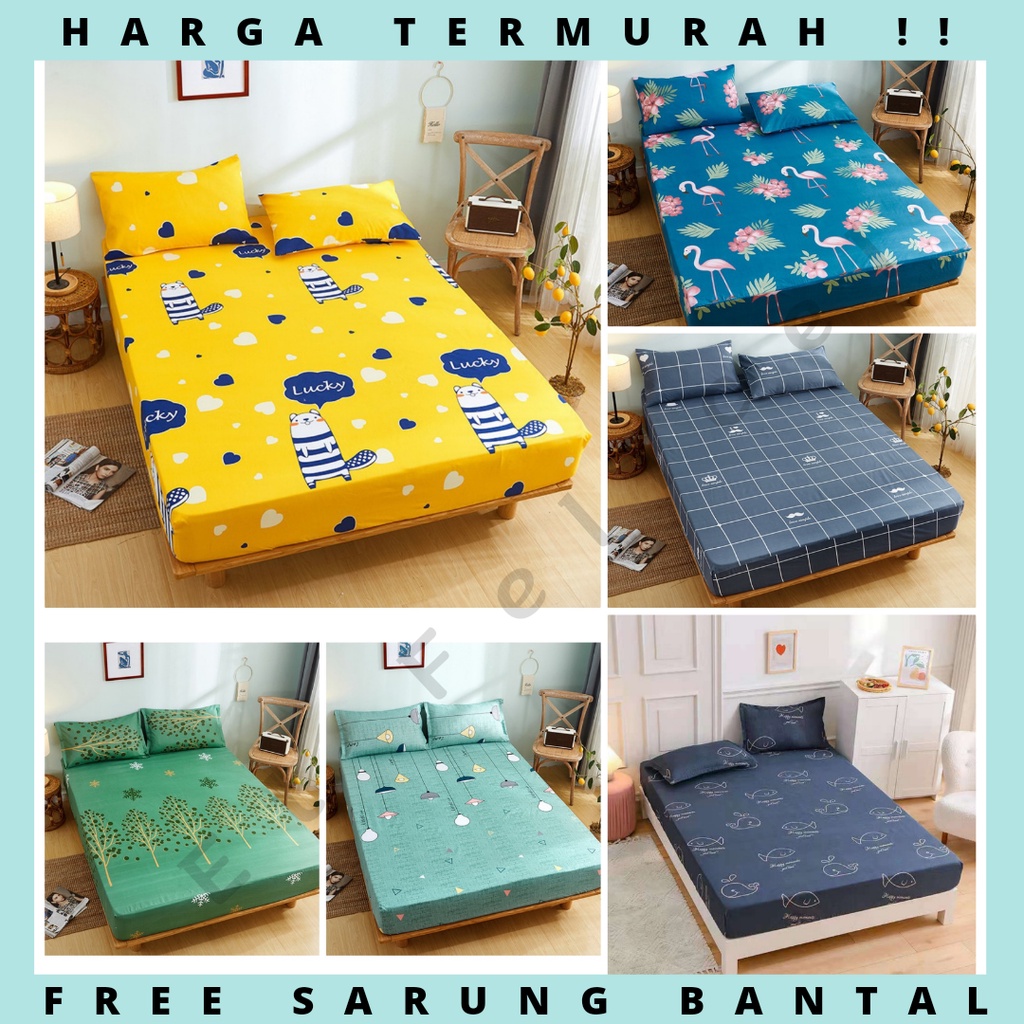 Mattress Bed Sheet Cover / Seprei Bed Cover Sprei Motif Katun Sarung Penutup Kasur Bahan Import