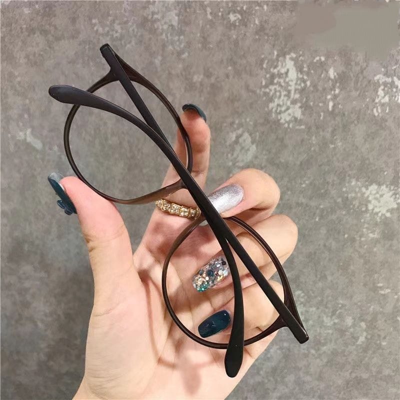 WD Kacamata Anti Blue Light Anti Radiasi Blue Ray Gaya Korea 2022 Bentuk Bulat Oval untuk Pria dan Wanita 6814-4