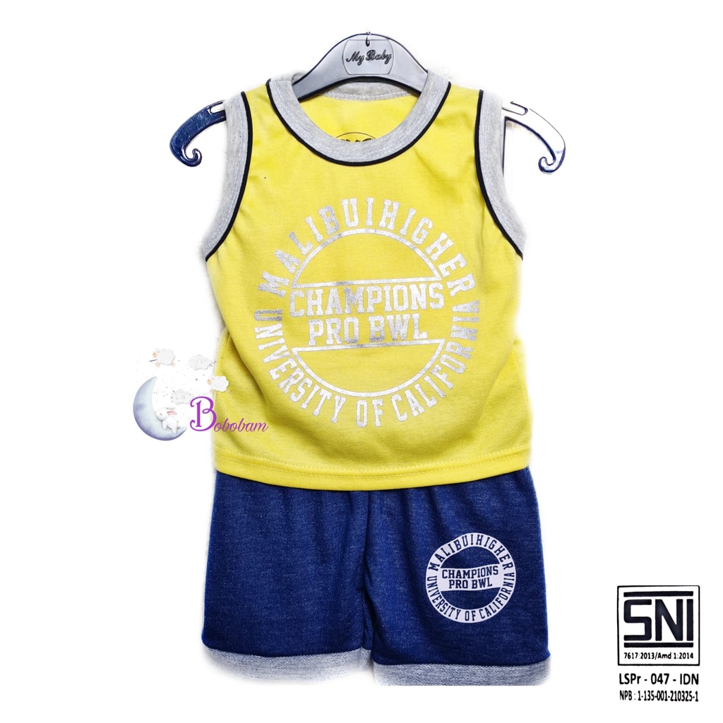 BOBOBAM BAJU BAYI LAKI LAKI SETELAN ANAK COWO LUCU STELAN COWOK 6 12 BULAN KEREN TRENDY KEKINIAN SINGLET MALIBU