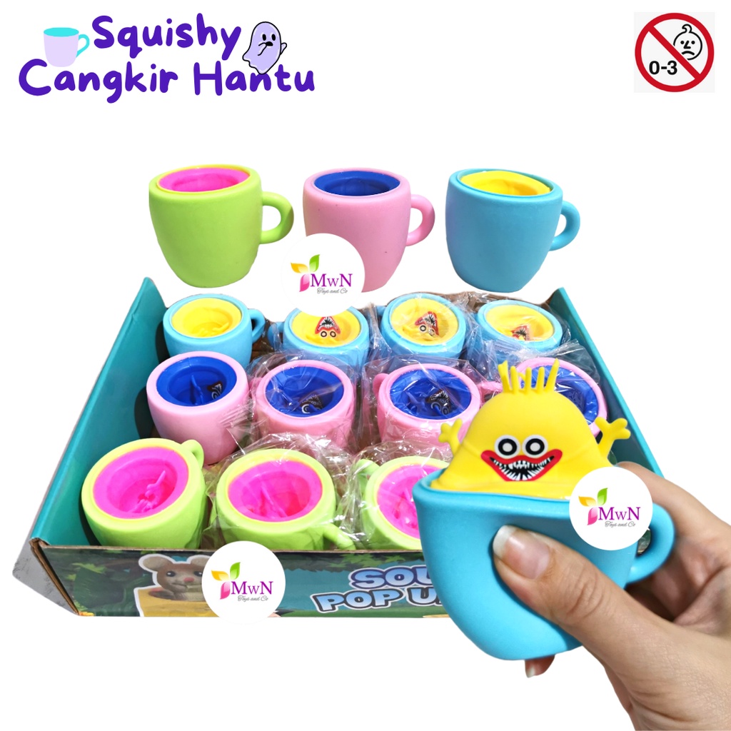 MWN Mainan Squishy bentuk Cangkir ada Hantu / Squishy cup Anti stress