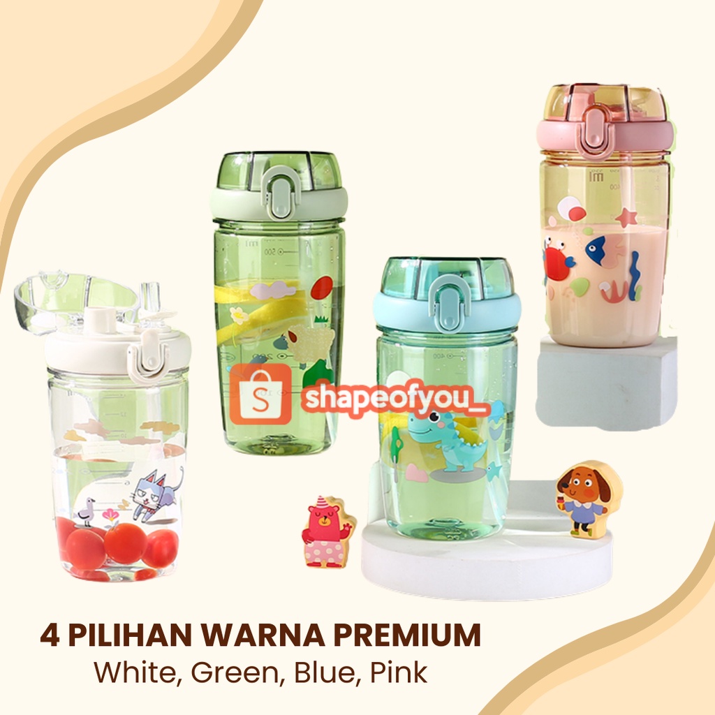 Botol Minum 2in1 Aesthetic Viral 650ml Sedotan Tali Strap Bpa Free Premium Bottle