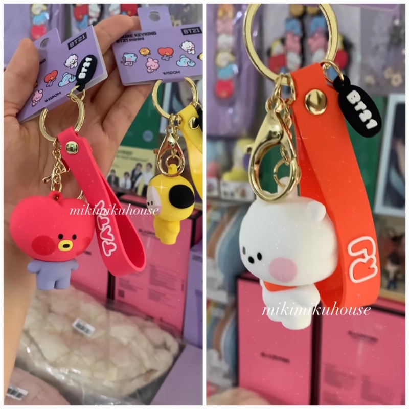 MININI BT21 FIGURE KEYRING STRAP NAME GANTUNGAN KEY CHAIN AIRPODS CASE BUDS KEY CHAIN BT21