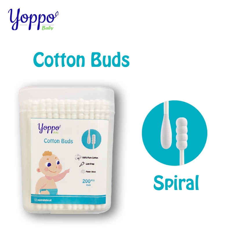 Yoppo Baby Cotton Buds / Cotton Bud Spiral / Cotton Bud Sendok Isi 200