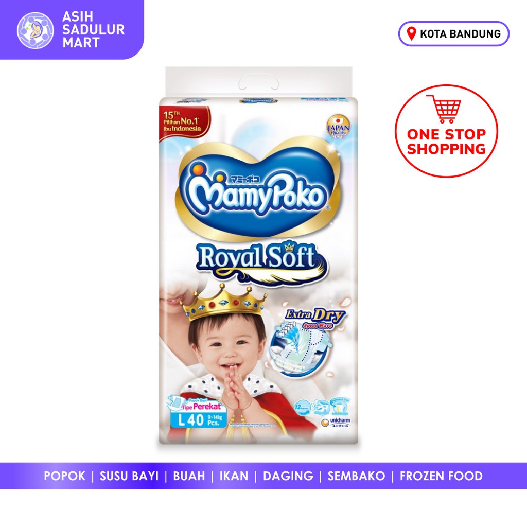 Mamypoko Royal Soft Perekat L40 Popok Bayi Murah Promo Bandung