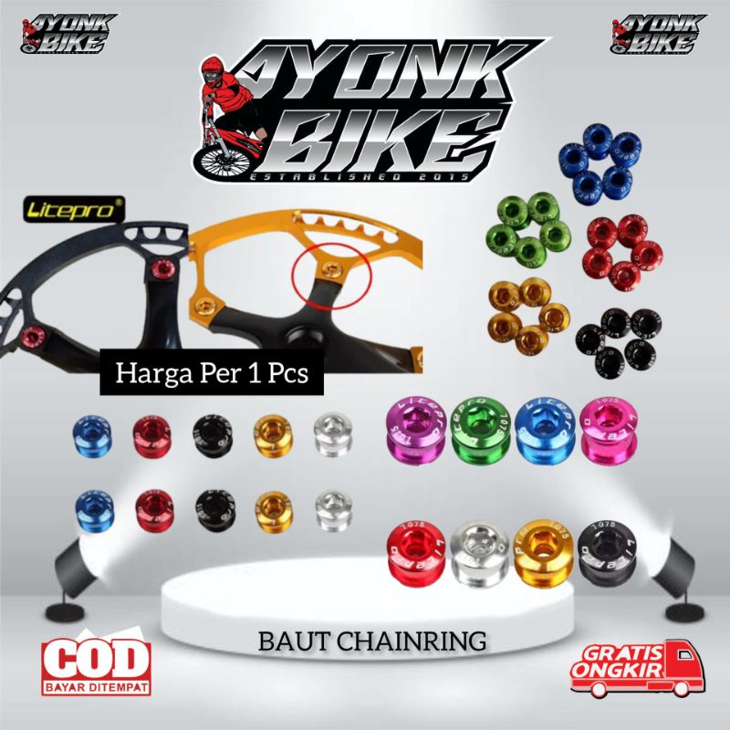 Jual Baut Dan Mur Chainring Litepro Single Harga Per Pcs Shopee Indonesia