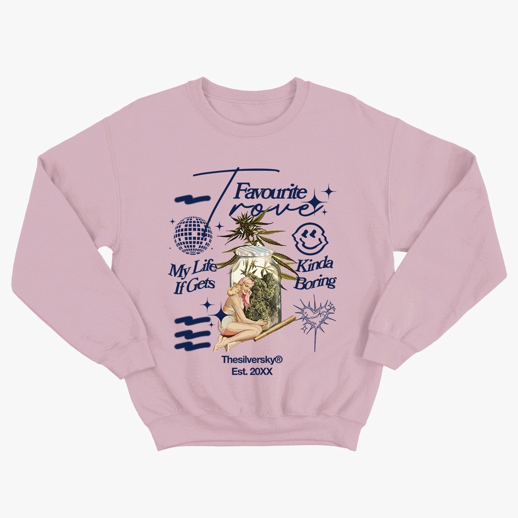 Thesilversky Trove Font Blue Crewneck Sweater Premium ( Bisa Request Warna)