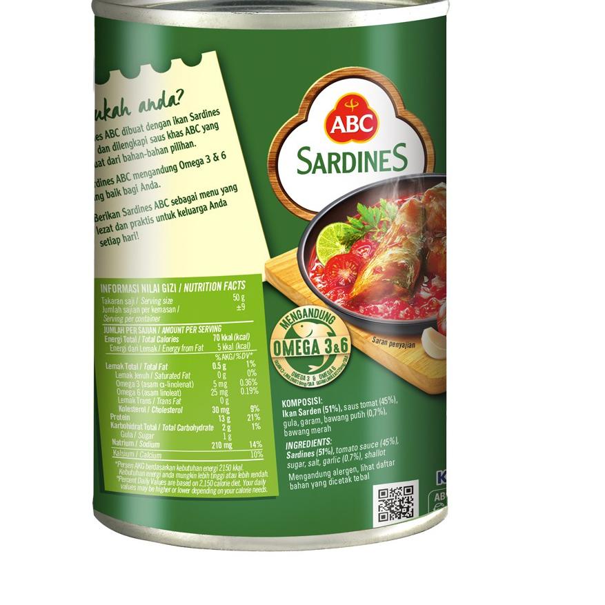 

ABC Sarden Saus Tomat 425 g