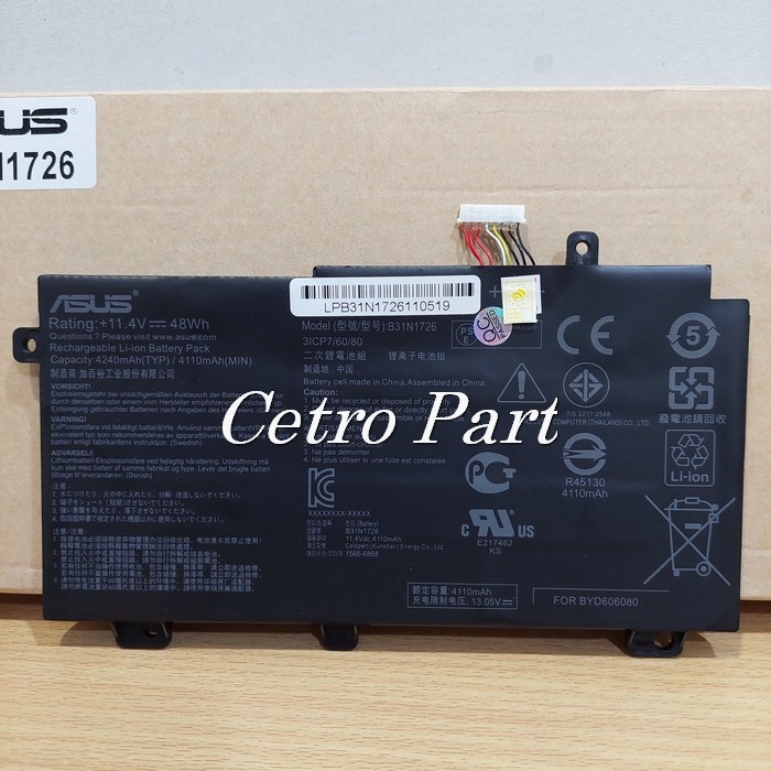 Baterai Laptop Asus G531. FX504 FX504G. FX505 FX505D FX80 - B31N1726