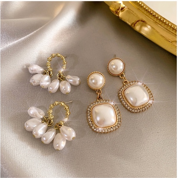 Anting Pejantan Mutiara Temperamen Anting Pejantan Berlian Ladies Earrings