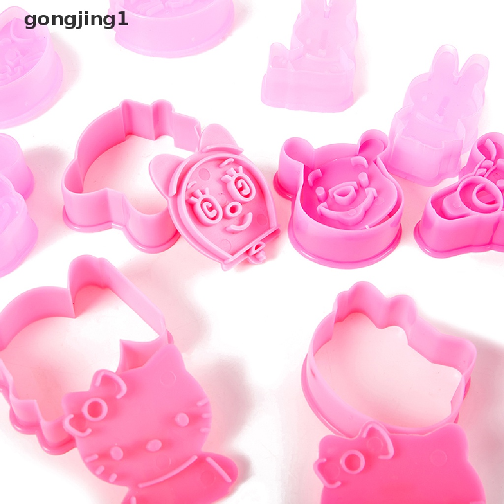 Ggg 1pasang Pemotong Kue Kering Plastik Lucu Kartun Pressable Biscuit Mold Cetakan Kue ID