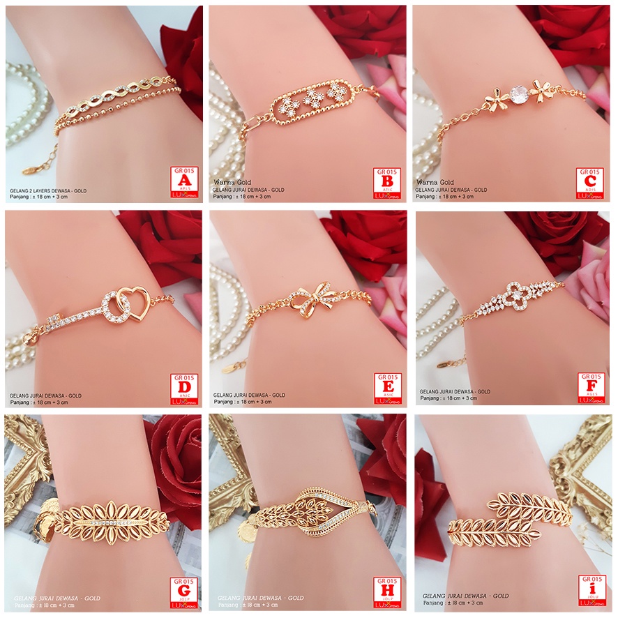 GR 015 Gelang Jurai Dewasa Bunga Mata Zirkon Perhiasan Wanita Lapis Emas 18K Aksesoris Korea Gelang Xuping Love Kunci Luxx Xuping