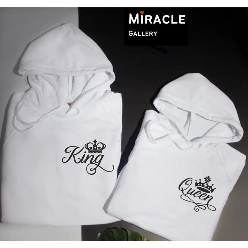 Sweater Hoodie Couple / Jaket Pasangan LOGO KING QUEEN Bahan Fleece Premium