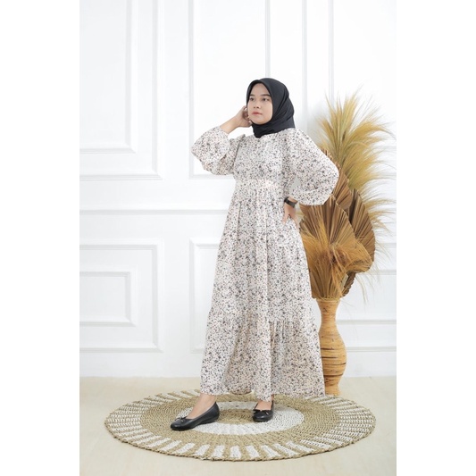 gamis motif | gamis bunga bunga | gamis muslimah
