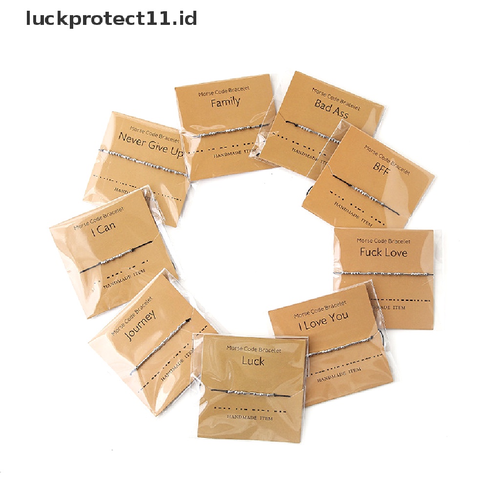 /Fashion Hot// Fashion// Handmade Morse Code Beads Adjustable Gelang Tali Hitam Dengan Kardus Tulisan I Love You Kreatif Pesona Perhiasan Untuk Kekasih.