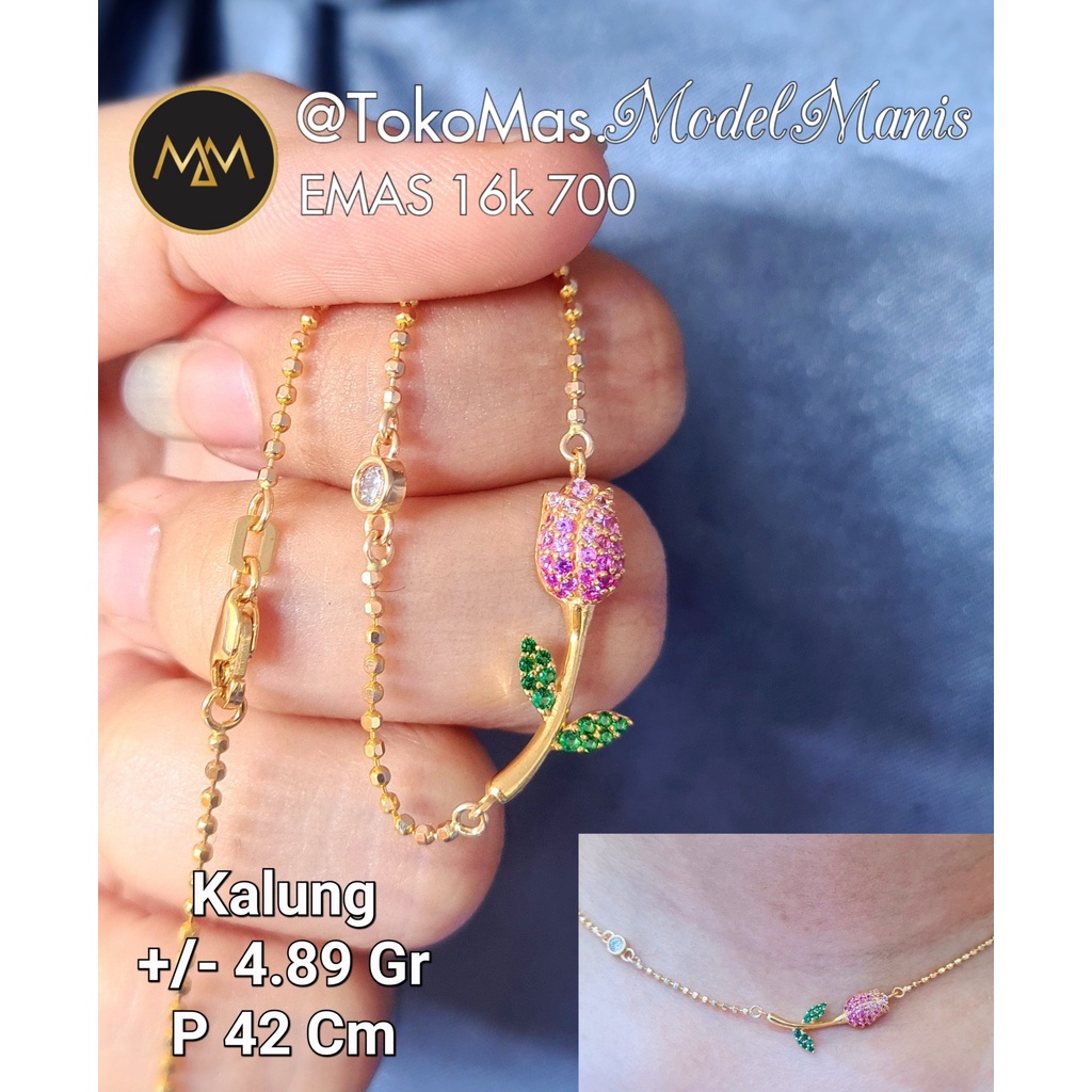 Kalung biji lada rose mawar emas kuning 700 kadar 16k