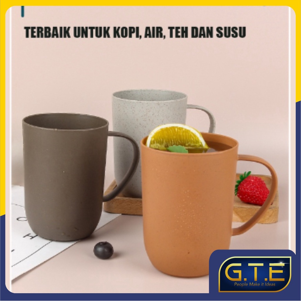 GTE | Straw Kopi Mug Cangkir /500ML Handy Cup /Gelas Gandum Kokoh / BPA Free /Wheat Straw Environmental Protection Cup