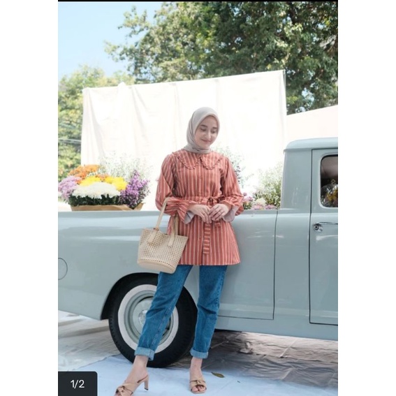 JASTIP VANILLA HIJAB - STRIPES BLOUSE - ATASAN WANITA