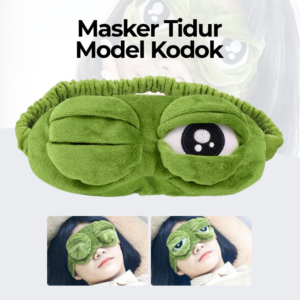 GSi8 Masker Tidur Sleeping Mask Model Kodok Sad Green Or-i