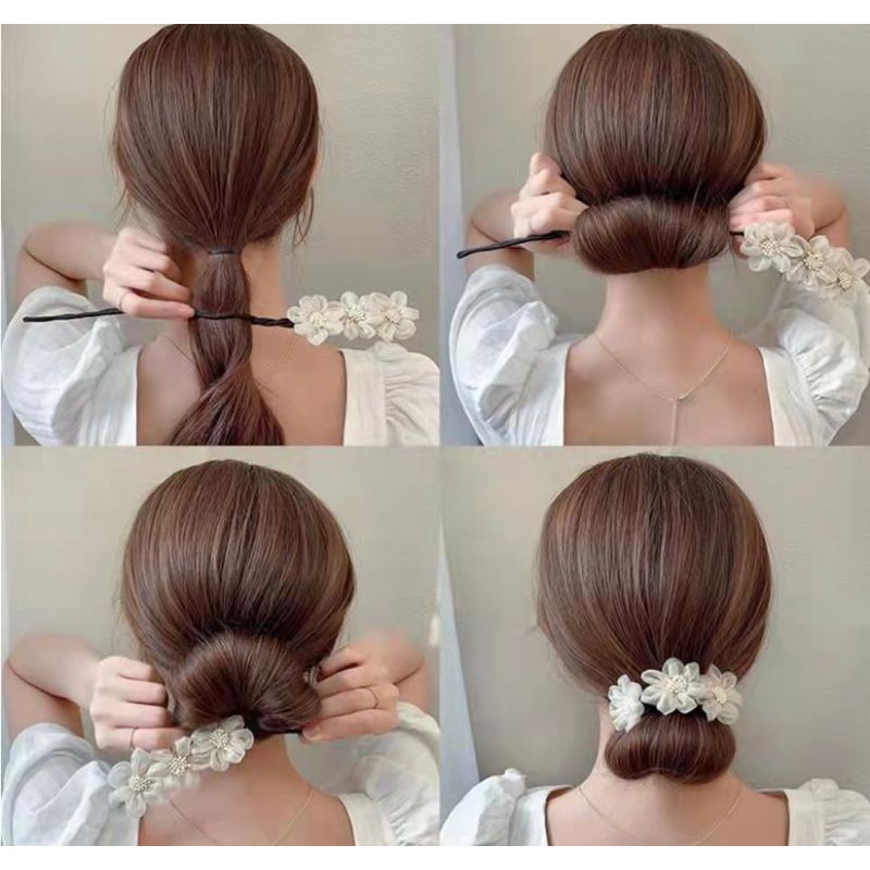 (8 MODEL) IKAT RAMBUT KAWAT SANGGUL KOREA STYLE CANTIK DAN PRAKTIS  HAIR BUN TIE JEPIT KOREA FASHION JEPITAN RAMBUT SANGGUL