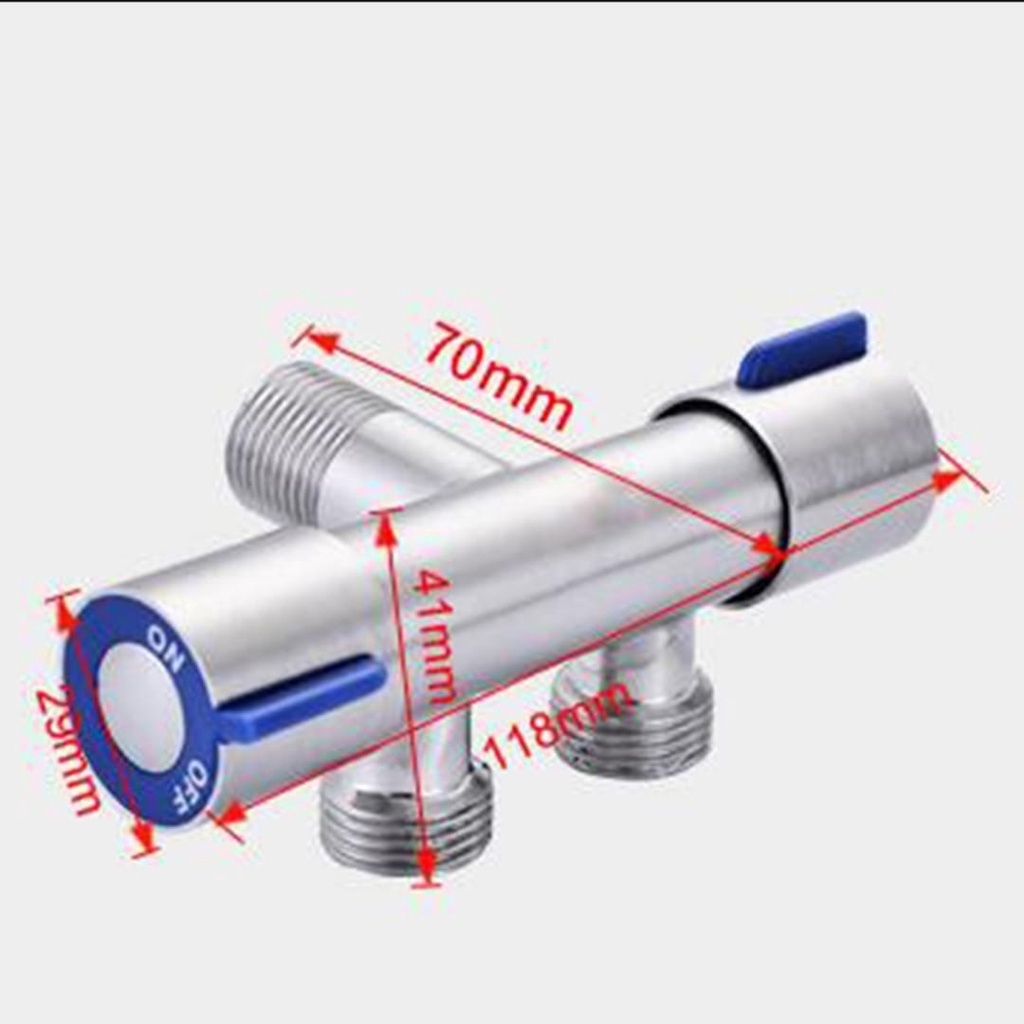 Kran air Cabang 2 Double Stainless 304 2B Stop Keran air Cabang Dual Control Bathroom Faucet 2 Way Valve SUS 304