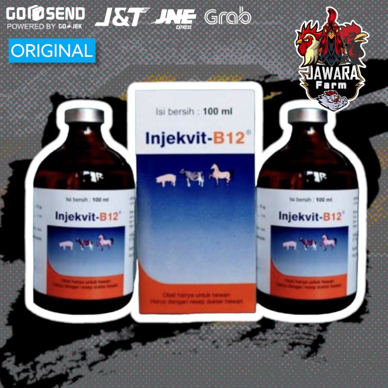INJEKVIT B12 - Vitamin B12 Penambah darah Anemia Nafsu Makan Sapi Kambing Kerbau Kuda