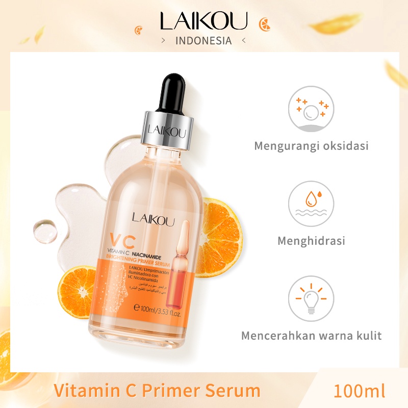 LAIKOU Vitamin C Niacinamide Primer Serum Makeup Base Essence Mencerahkan 100ml