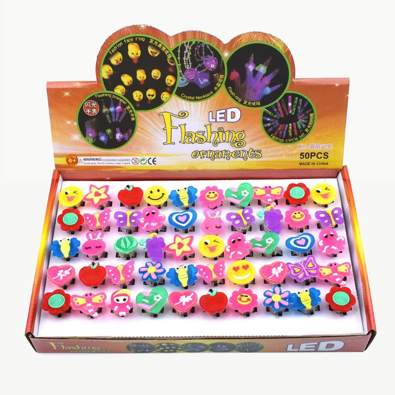 Magic789 Kreatif Kartun Bunga Kupu-Kupu LED Cincin Untuk Dewasa Anak-Anak Yang Indah Berkilau Kelinci Jantung Jari Cincin Perhiasan Hadiah
