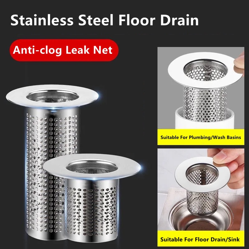 Saringan Sisa Wastafel Dapur Wastafel Saringan Wastafel Stainless Steel Serba Serbi Penangkap Baskom Air Rambut Bulu Trapper Anti Sumbat Saluran Pipa Anti Bau Kamar Mandi Floor Drain Filter