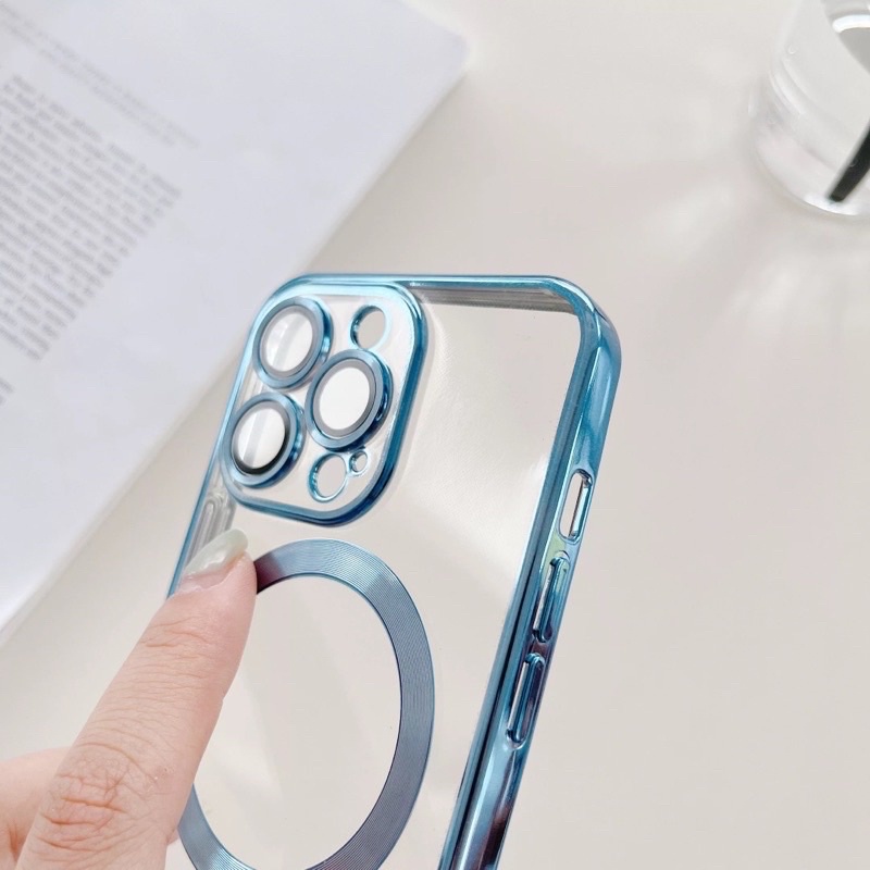GROSIR [SQUARE EDGE] PREMIUM CASE ELECTROPLATING METALIC MAGSAFE IPHONE 11 12 13 14 15 16 PRO MAX PLUS LENS GUARD PROTECTOR FULL COVER