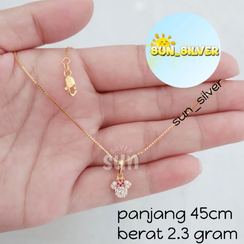 KALUNG DEWASA MICKEY MINI LAPIS MAS PERAK 925 STERLING SILVER SET GOLD 11