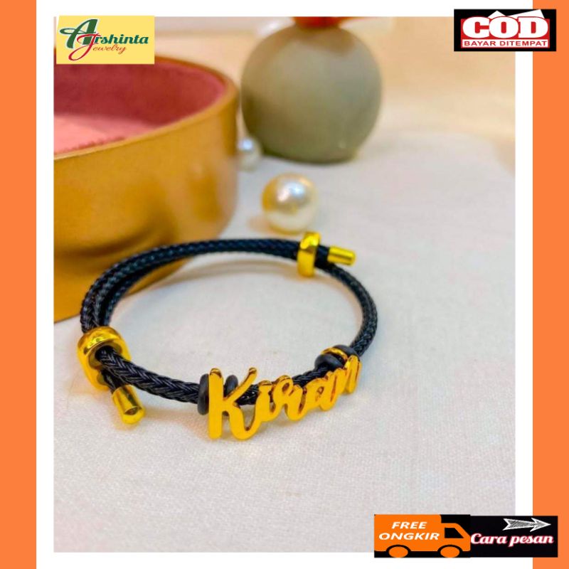 gelang pandora custom nama free ukir nama lapis emas