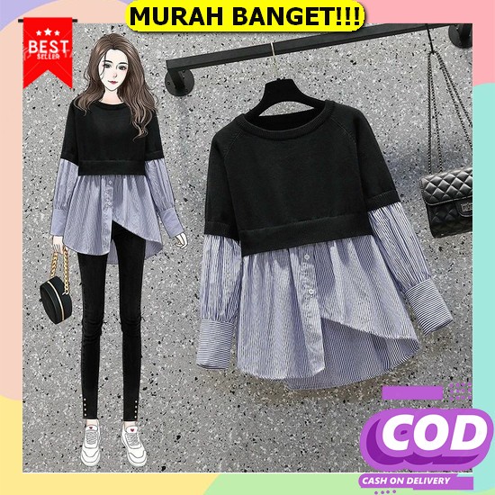 Kemeja Outer Kotak-Kotak Oversize Crop Cewek | Blouse Kekinian Ootd Terkini Kemeja Kota Kotak Esteti