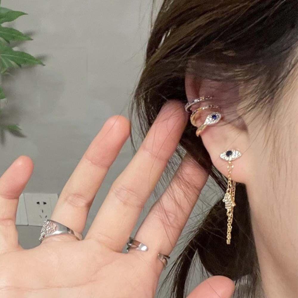 Mxbeauty Tindik Tulang Rawan Telinga Kepribadian Berlian Imitasi Korea Aksesori Perhiasan Bohemia Gesper Telinga Stud Anting-Anting Kecil Huggie Earring