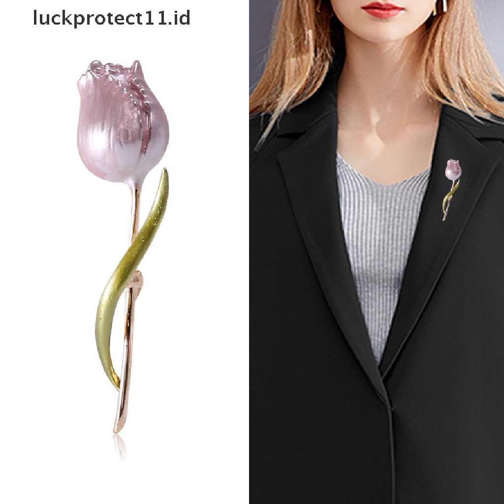 /Fashion Hot// Fashion// Baru Enamel Tulip Bros Untuk Wanita Bunga Pernikahan Kantor Pesta Bros Pin Hadiah.