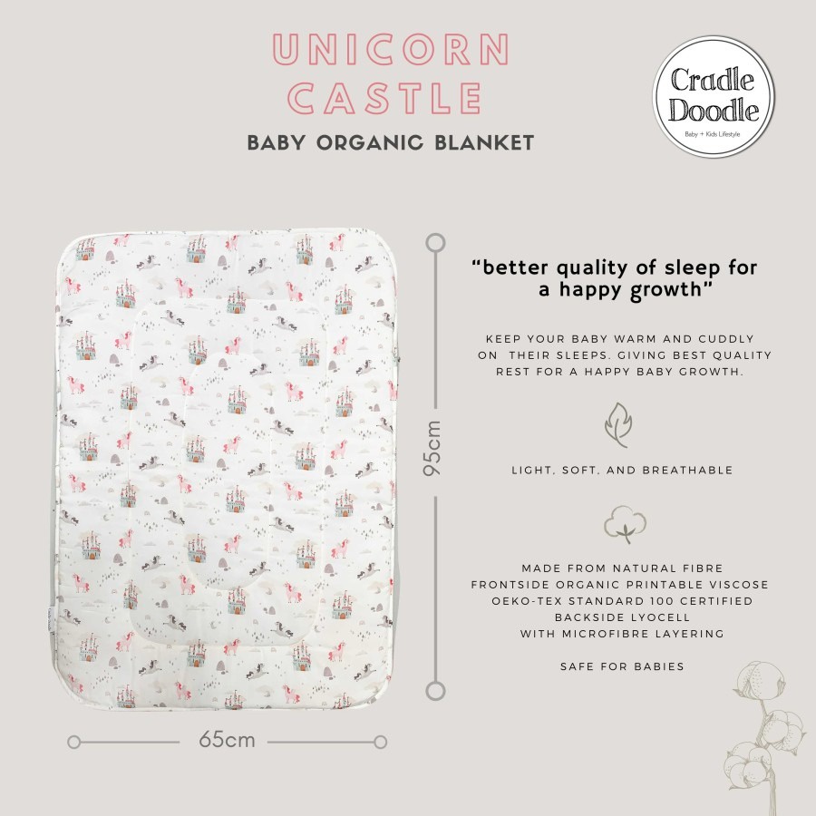 Cradle Doodle Organic Baby Blanket - Unicorn Castle