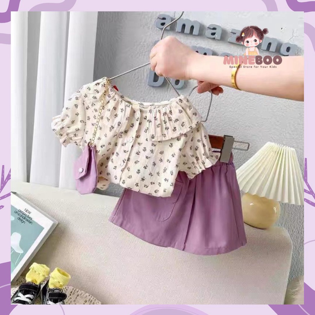 mineboo - SET PERIWINKLE BAG EBV 1-5tahun Setelan anak perempuan baru/versi Korea celana denim/baju anak perempuan