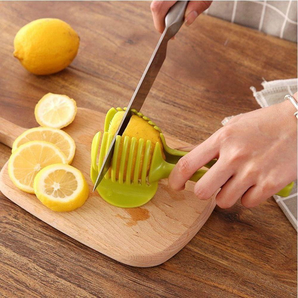 [Elegan] Alat Pengiris Tomat Dapur Tahan Lama Klip Roti Kreatif Handheld Multifungsi Lemon Slicing Tool