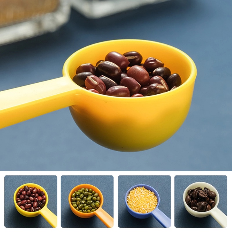 Sendok Takar Bumbu Bijian Tepung Terigu Sendok Gagang Panjang Dengan Klip Segel Teh Kopi Susu Sendok 2in1 Sendok Takar Plastik Multifungsi Dapur Gadget
