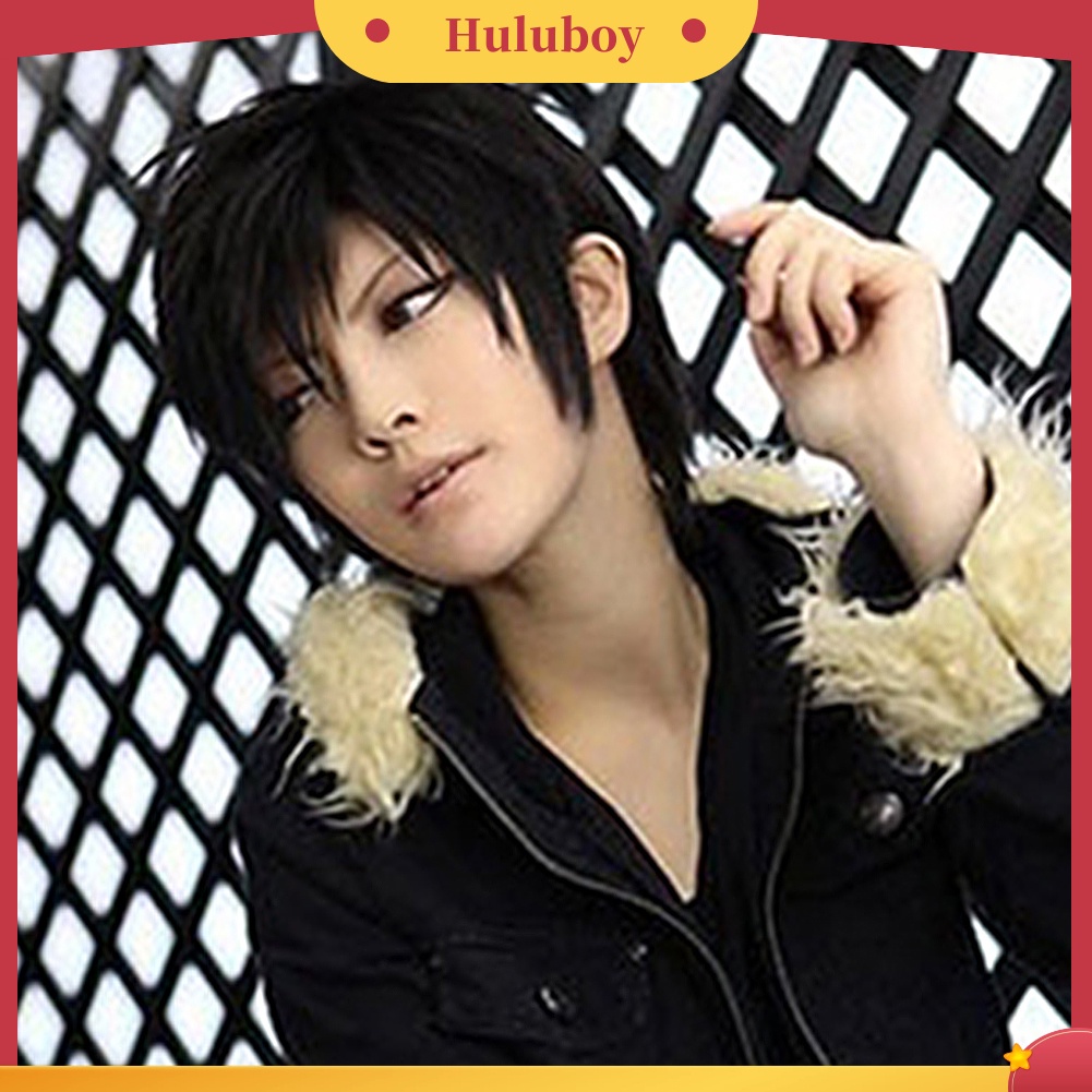 Wig Rambut Sintetis Model Pendek Warna Hitam Tahan Panas Untuk Cosplay