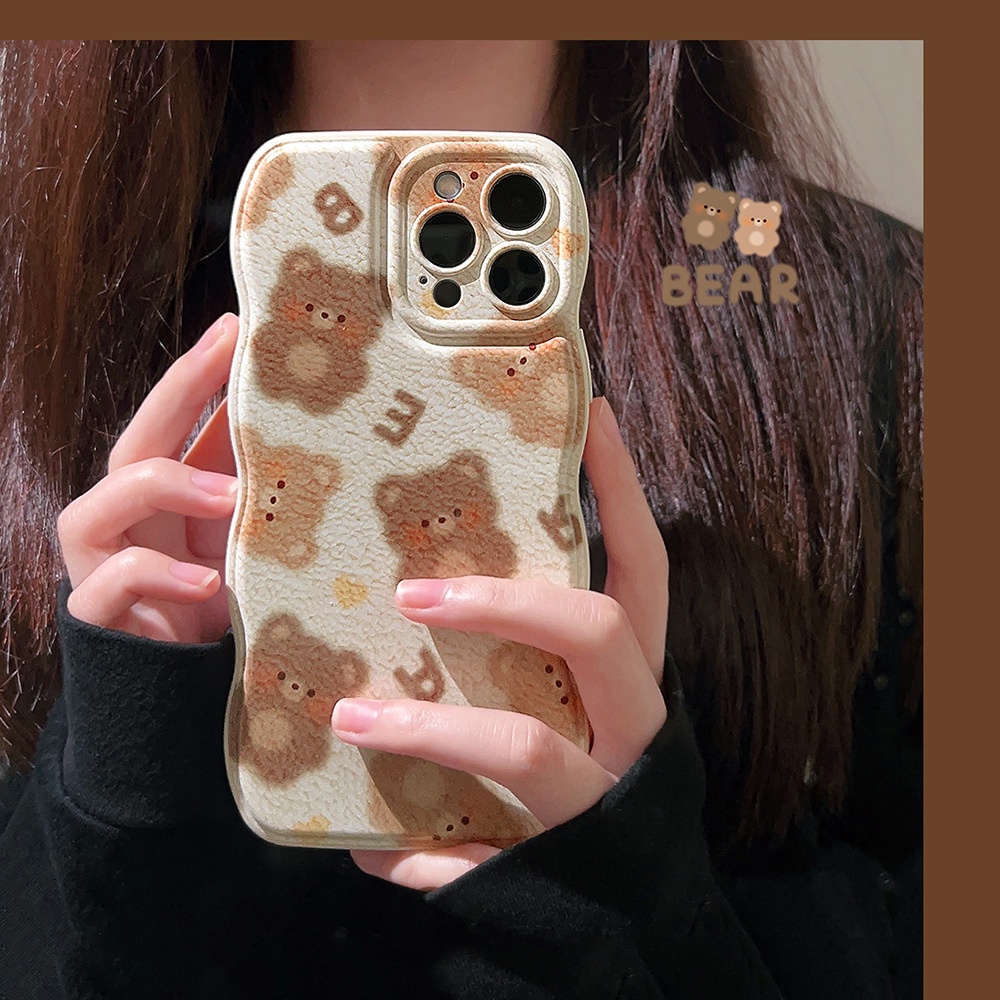 IPHONE Ins Casing Silikon Kartun Beruang Coklat Lucu Case Untuk Iphone14 11 12 13 PRO MAX Casing Cover Pelindung