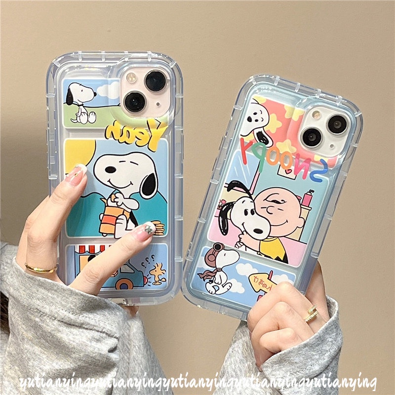 Cute Cartoon Snoopy Case Compatible for iPhone 11 XR 7Plus 8Plus 14 13 12 Pro Max 7 8 6 6S Plus X XS MAX Clear Shockproof Transparent Airbag Soft TPU Back Cover