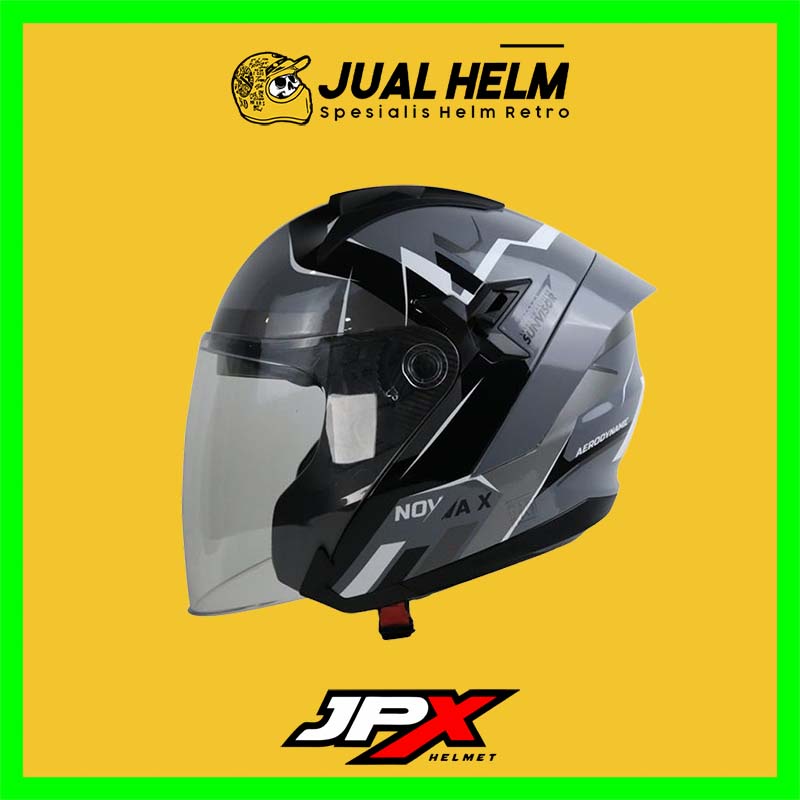 HELM JPX NOVA X N4 VERO MOTIF DARK GREY GLOSS | NOVA-X DOUBLE VISOR