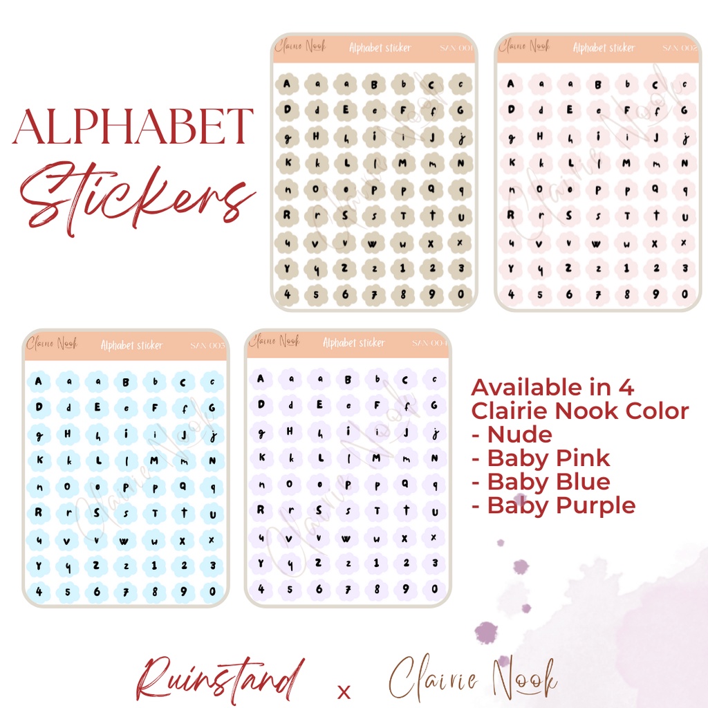 

Alphabet Sticker Label Warna - Dekorasi Bullet Journal Clairie Nook