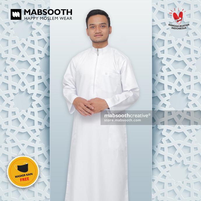 Terkini Baju Gamis Putih Pria Dewasa / Jubah Muslim Resleting - Polos