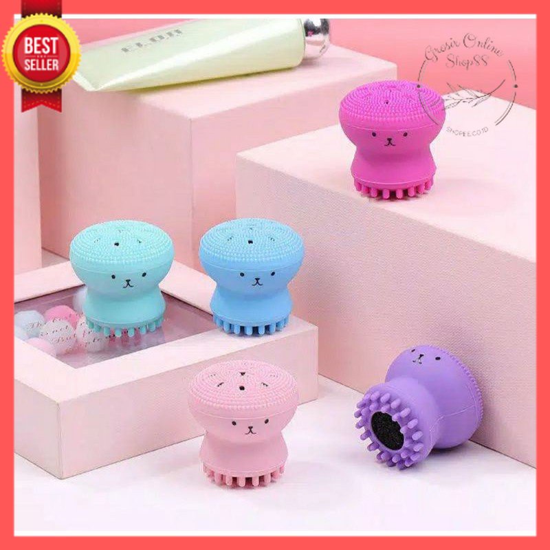 GOS -H303- Spon Wajah Bentuk Gurita - Alat Pembersih Wajah Silikon - Foamer Facial Cleanser Gurita
