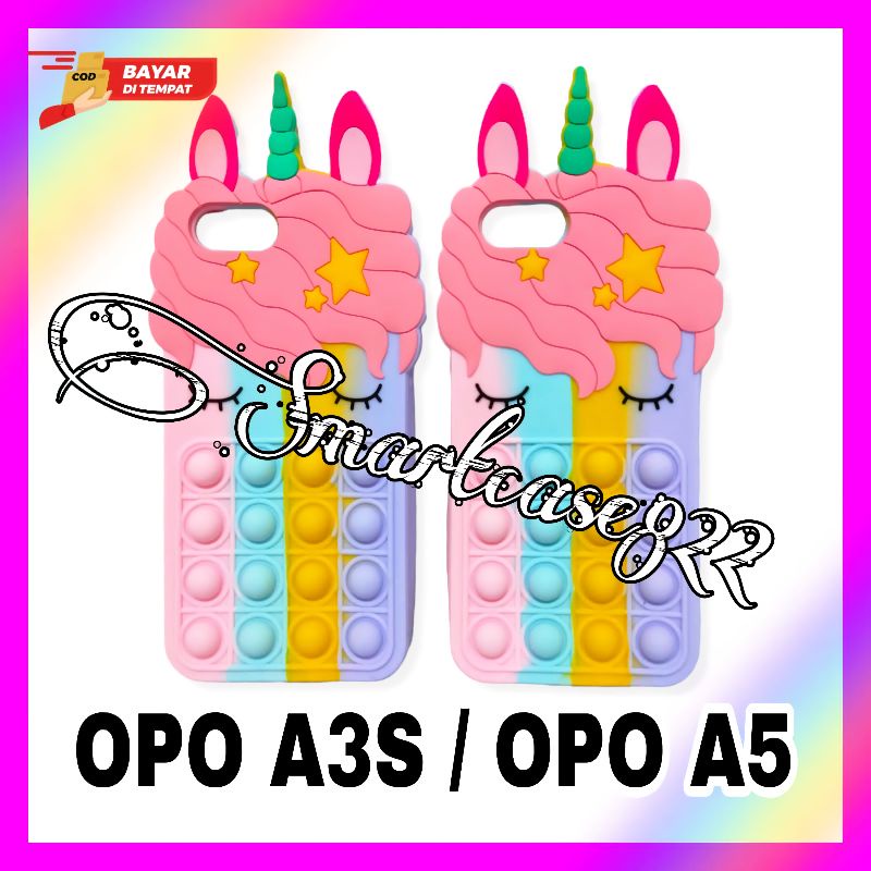 Oppo A3S A5 Kesing Pop It Unicorn Rainbow Softcase Pelangi Casing Unicorn Murah