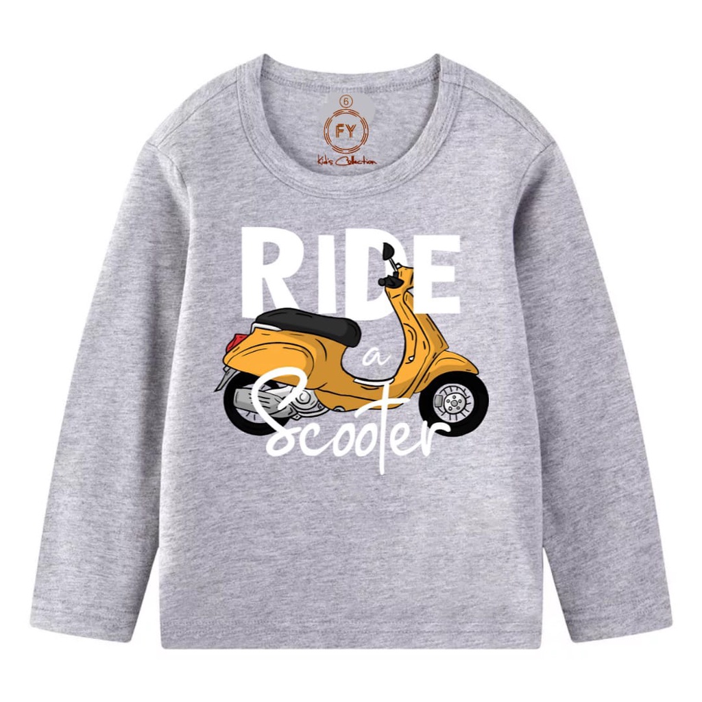 Rdkidzid Atasan Kaos Lengan Panjang Baju Panjang Anak Anak Motif Ride Scooter DTF