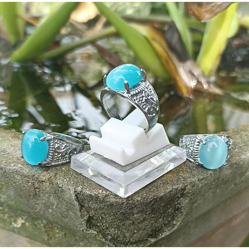 Cincin Batu Cat Eye Biru